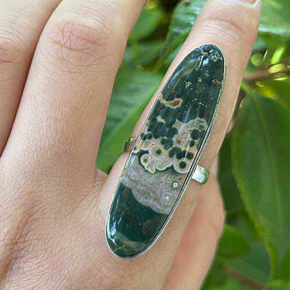 925 silver overlay ocean jasper ring‎ size 9
